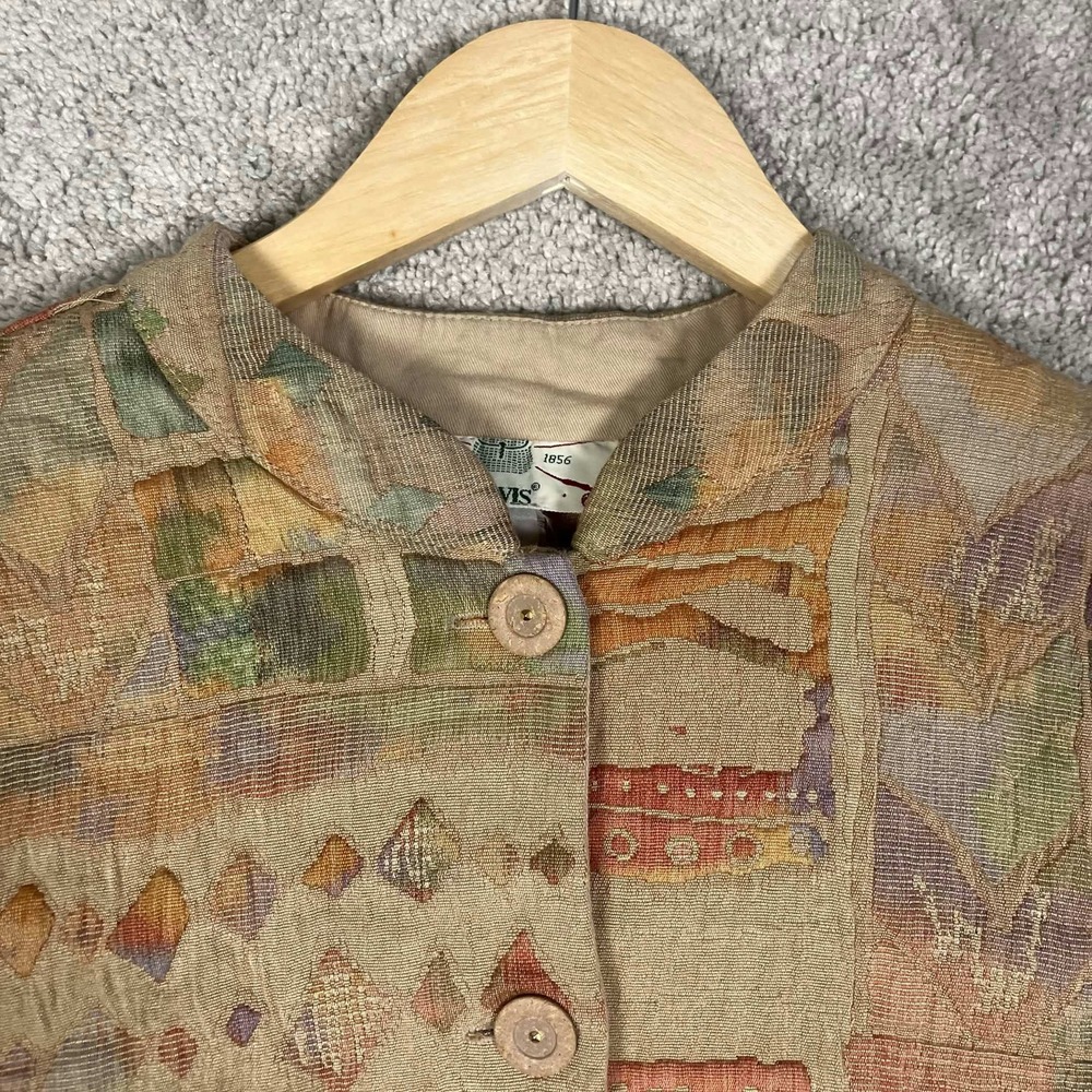Vintage Orvis Women Tapestry Jacket Multi Color Abstract Geometric Button Front - Picture 3 of 13